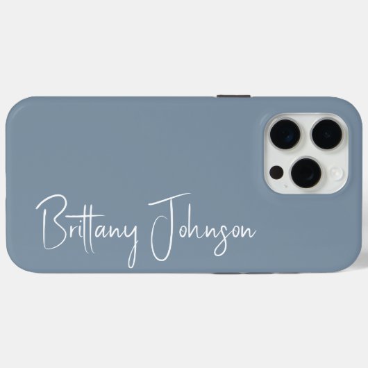 Mit Monogramm Dusty Blue Case-Mate iPhone Hülle (Rückseite (Horizontal))