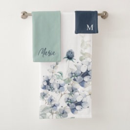 Mit Monogramm Dusty Blue Handtuch Set