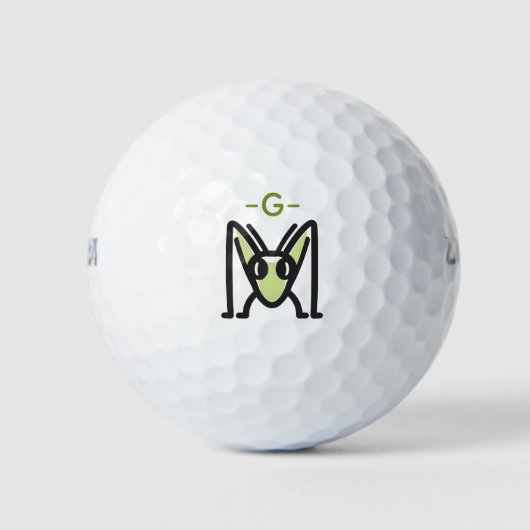 Mit Monogramm Edgy Grasshopper Icon Frontansicht Golfball (Vorderseite)