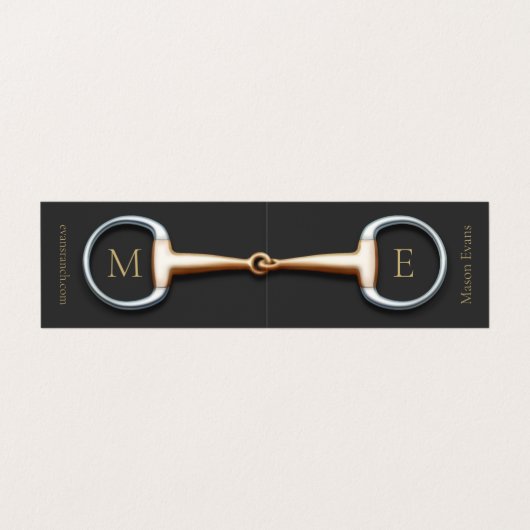Mit Monogramm Eggbutt Snaffle Bit-Pferdebranche Visitenkarten (Außenseite Aufgefaltet)