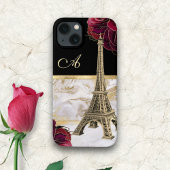 Mit Monogramm Eiffelturm Gold, Rose aus schwarzem Case-Mate iPhone Hülle