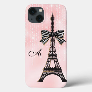 Mit Monogramm Eiffelturm Rosa und Schwarz Paris Case-Mate iPhone Hülle