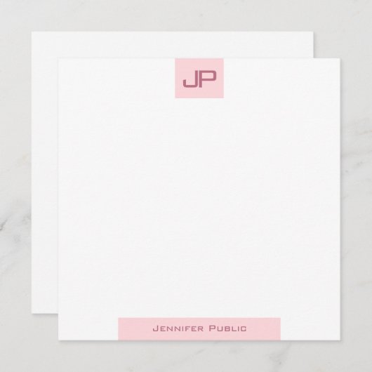 Mit Monogramm einfache Vorlage Elegantes Rosa (Vorne/Hinten)