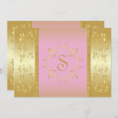 Mit Monogramm Einladung in Rosa und Gold (Vorne/Hinten)