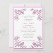 Mit Monogramm Einladung in Rosa und Weiß (Rückseite)