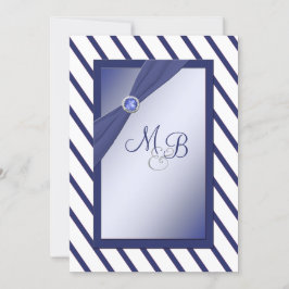 Mit Monogramm Einladung von Navy und White Strips