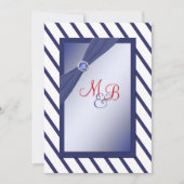 Mit Monogramm Einladung von Navy und White Strips (Vorderseite)