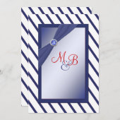 Mit Monogramm Einladung von Navy und White Strips (Vorne/Hinten)