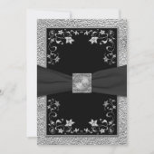 Mit Monogramm Einladung von Schwarz und Zinn (Vorderseite)