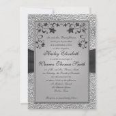 Mit Monogramm Einladung von Schwarz und Zinn (Rückseite)