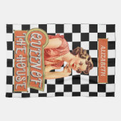 Mit Monogramm, einzigartige Retro-Kunst Geschirrtuch (Horizontal)