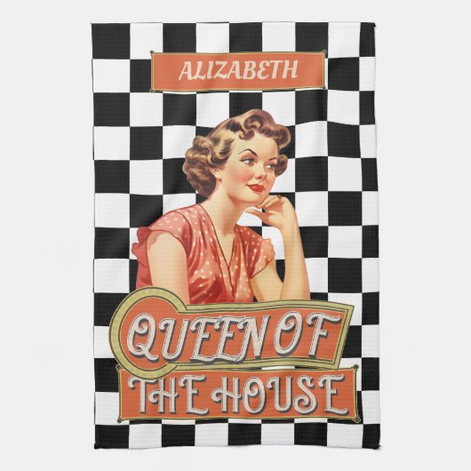 Mit Monogramm, einzigartige Retro-Kunst Geschirrtuch (Vertikal)