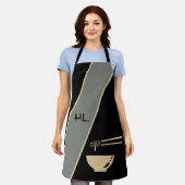 Mit Monogramm, einzigartige schwarzasiatische Schü Schürze (Getragen)