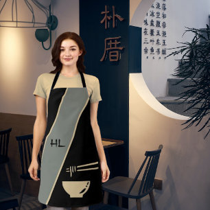 Mit Monogramm, einzigartige schwarzasiatische Schü Schürze