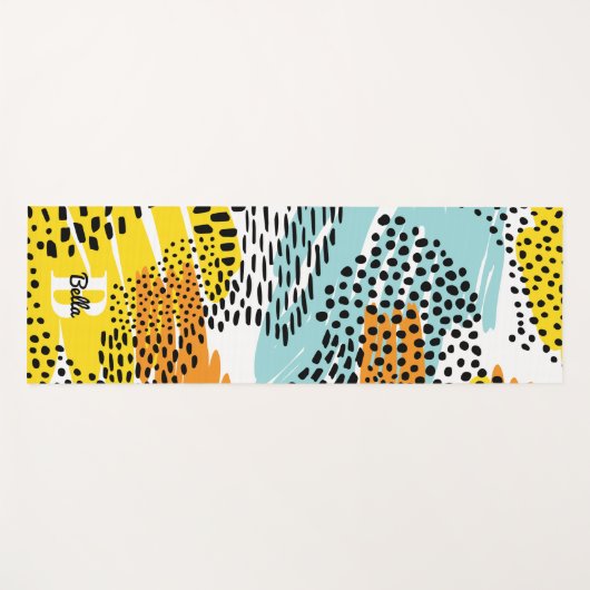 Mit Monogramm eklektisches Tierdruckmuster Yogamatte (Vorderseite (Horizontal))