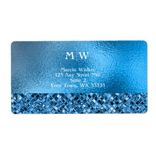 Mit Monogramm Elegant Blue Sparkle Glitzer Luxus