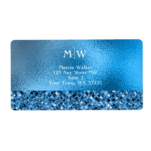 Mit Monogramm Elegant Blue Sparkle Glitzer Luxus (Vorne)