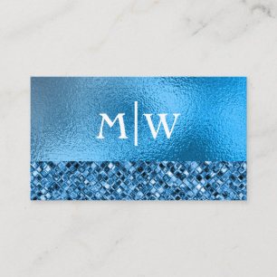 Mit Monogramm Elegant Blue Sparkle Glitzer Luxus Visitenkarte