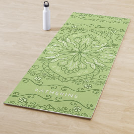 Mit Monogramm Elegant Boho Lime Green Mandala Yogamatte