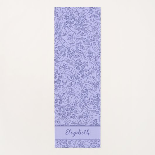 Mit Monogramm Elegant Lila Periwinkle Blauer Blume Yogamatte (Vorderseite)