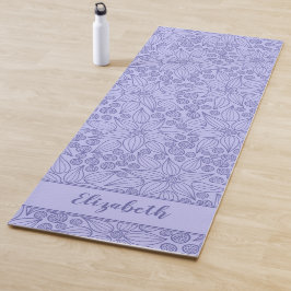 Mit Monogramm Elegant Lila Periwinkle Blauer Blume Yogamatte