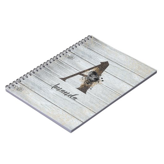 Mit Monogramm Elegant Moderne Goth Black Rose A No Notizblock (Linke Seite)