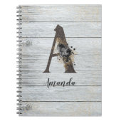 Mit Monogramm Elegant Moderne Goth Black Rose A No Notizblock (Vorderseite)