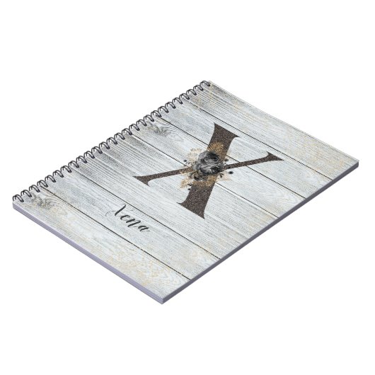 Mit Monogramm Elegant Moderne Goth Black Rose X No Notizblock (Linke Seite)