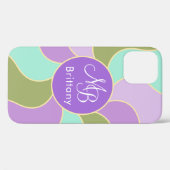 Mit Monogramm Elegant Purplish Retro Sun Waves Case-Mate iPhone Hülle (Rückseite (Horizontal))