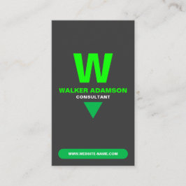 Mit Monogramm Elegant (QR-Code) Grün und matt Schw Visitenkarte