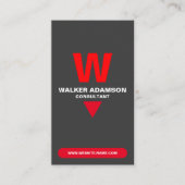 Mit Monogramm Elegant (QR-Code) Rot und Matte Blac Visitenkarte (Vorderseite)