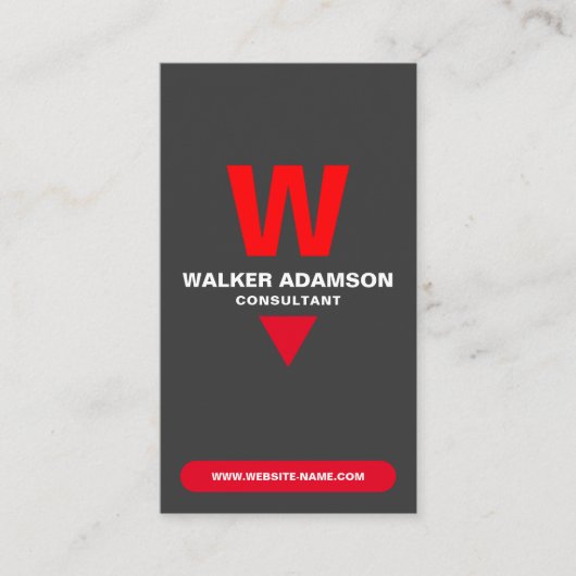 Mit Monogramm Elegant (QR-Code) Rot und Matte Blac Visitenkarte (Vorderseite)