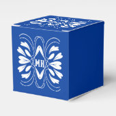 Mit Monogramm Elegant Royal Blue Custom Favor Box Geschenkschachtel (Vorderseite)