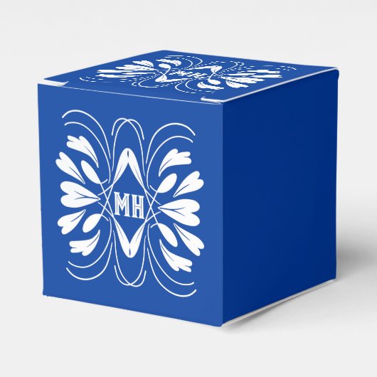 Mit Monogramm Elegant Royal Blue Custom Favor Box Geschenkschachtel (Vorderseite)