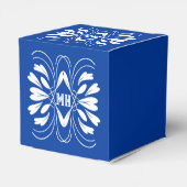 Mit Monogramm Elegant Royal Blue Custom Favor Box Geschenkschachtel (Rückseite)