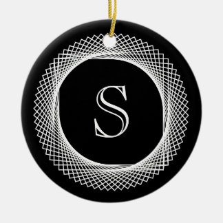 Mit Monogramm Elegant Schwarz/Weiß Keramik Ornament