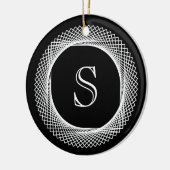 Mit Monogramm Elegant Schwarz/Weiß Keramik Ornament (Links)