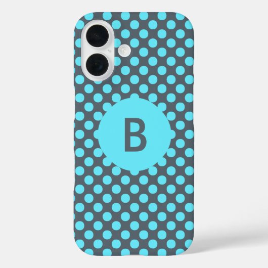 Mit Monogramm Elegant Türkis Polka Dot Case-Mate iPhone Hülle (Rückseite)