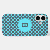Mit Monogramm Elegant Türkis Polka Dot Case-Mate iPhone Hülle (Rückseite (Horizontal))