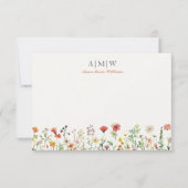 Mit Monogramm elegante Boho Chic Note Card Mitteilungskarte (Vorderseite)