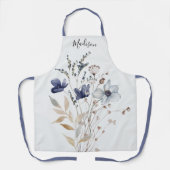 Mit Monogramm Elegante Chic Watercolor Blaue Blume Schürze (Vorderseite)