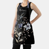 Mit Monogramm Elegante Chic Watercolor Blaue Blume Schürze (InSitu)