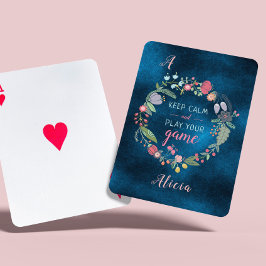mit Monogramm, elegante, gürtelförmige Schrift beh Spielkarten
