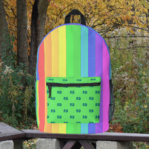 Mit Monogramm, elegante, helle Regenbogenfarbene S Bedruckter Rucksack