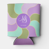 Mit Monogramm elegante Lila, grüne Retro-Sonnenwel Dosenkühler (Vorderseite)