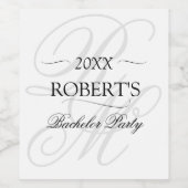 Mit Monogramm Elegante Minimalistisch Bachelor Par Weinetikett (Einzelnes Label)