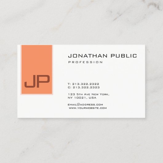 Mit Monogramm Elegante Moderne einfache Vorlage Visitenkarte (Rückseite)