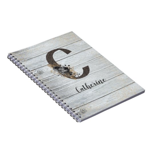 Mit Monogramm Elegante Moderne Goth Black Rose C Notizblock (Rechte Seite)