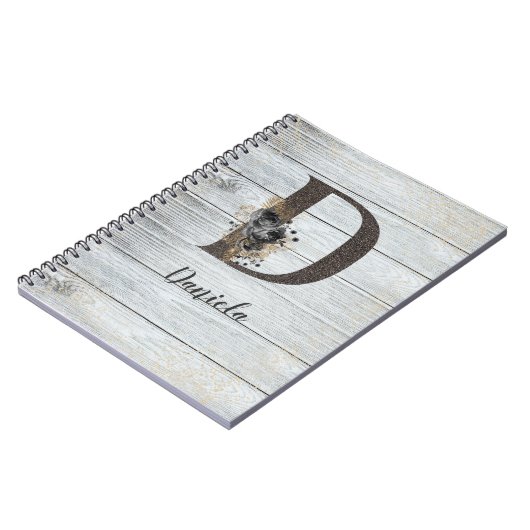 Mit Monogramm Elegante Moderne Goth Black Rose D Notizblock (Linke Seite)