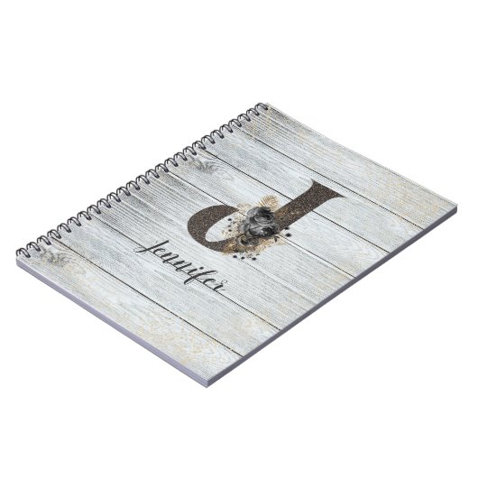 Mit Monogramm Elegante Moderne Goth Black Rose J Notizblock (Linke Seite)